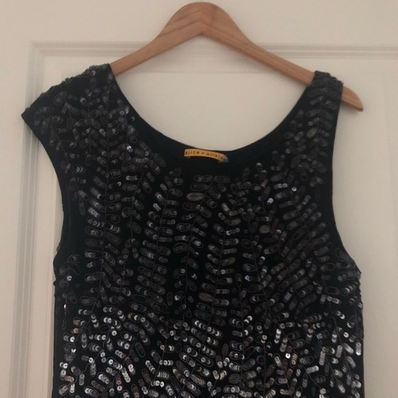 Alice + Olivia Charlie Ombre Sequin Silk Cocktail Dress - Picture 5 of 9